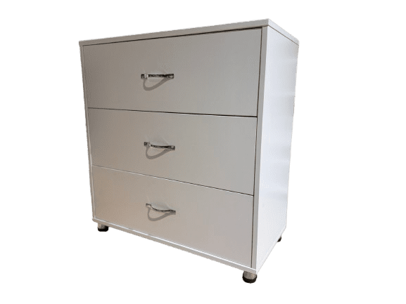 Comodă albă cu 3 sertare – model compact cu soft-close, 8681SM 3S/FI/ME/SOFT