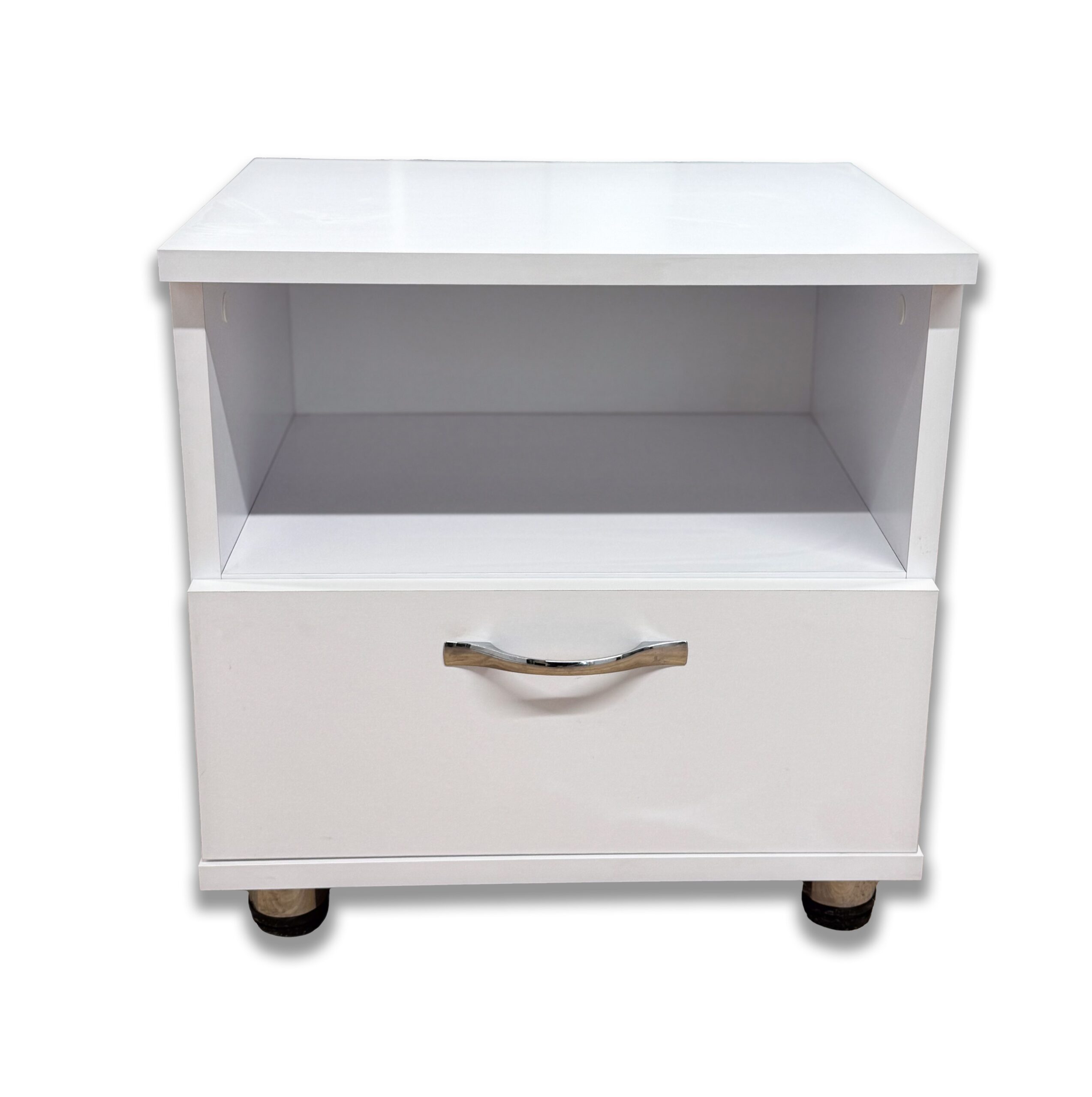 Noptieră Albă cu Sertar și Raft – 8681SM ME