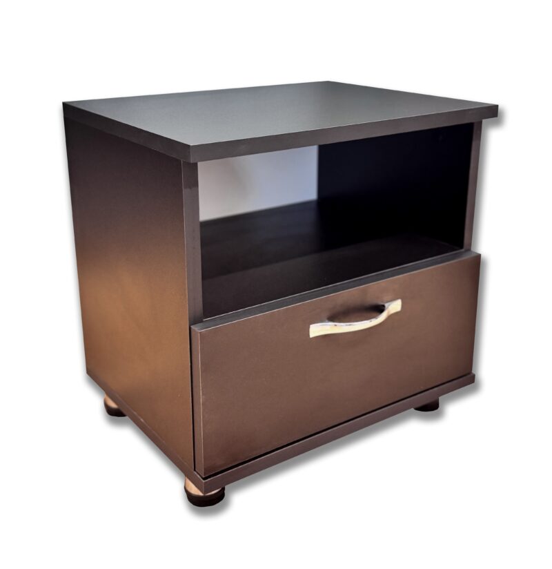 Noptieră Neagră cu Sertar și Raft – 190PE ME