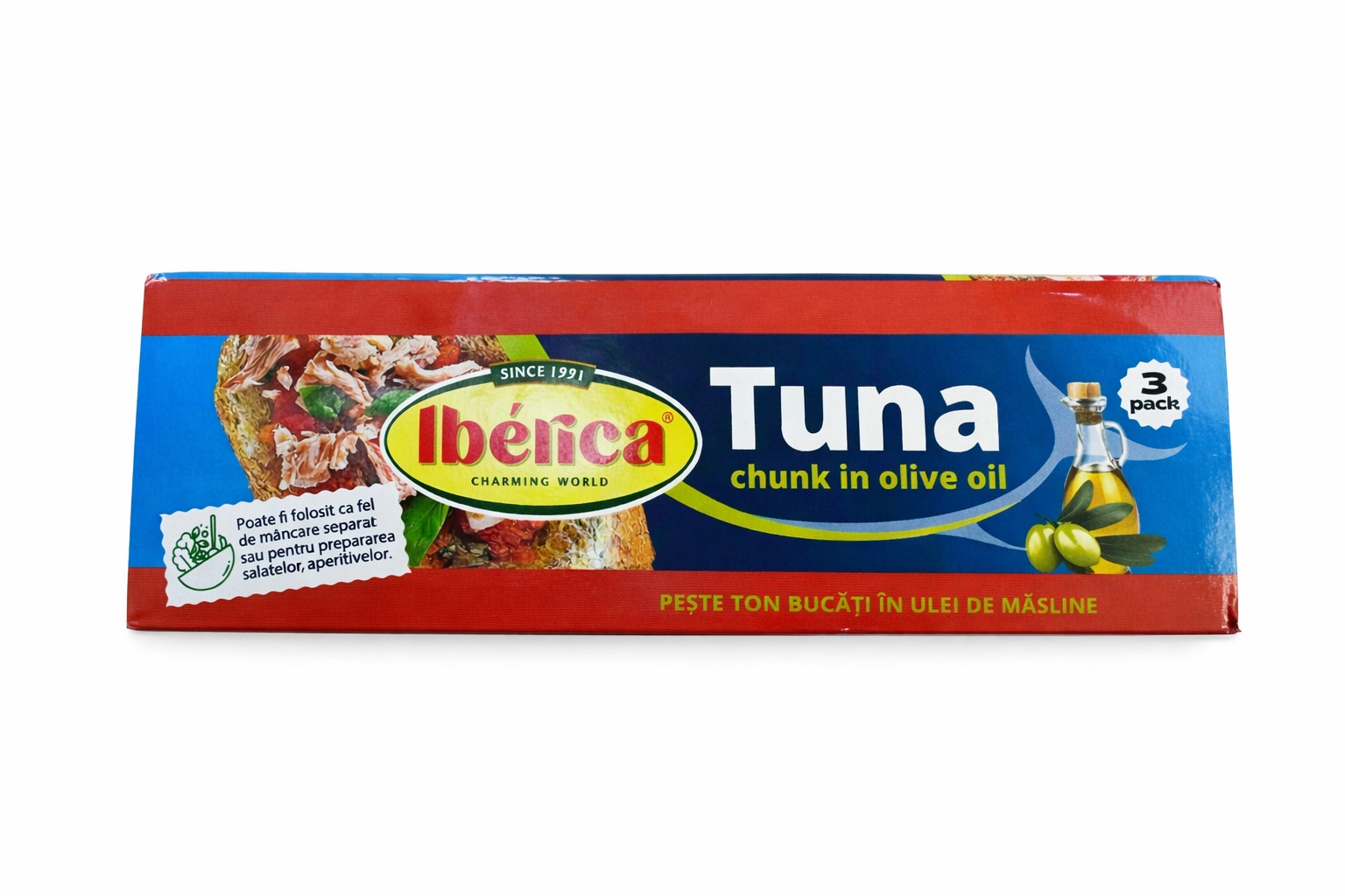 Тунец IBERICA измельченный в оливковом масле, 3 шт. по 80 г.