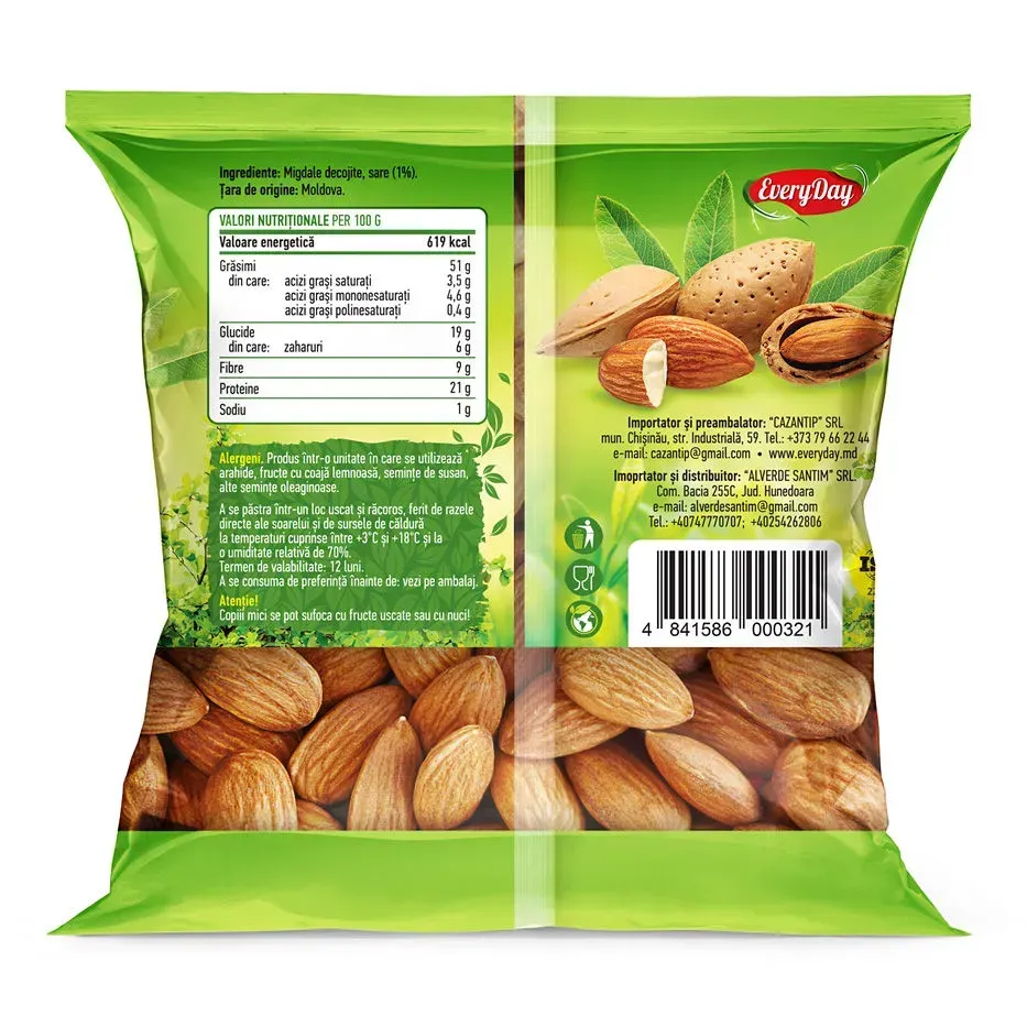 Migdale decojite, prăjite și sărate, 60g