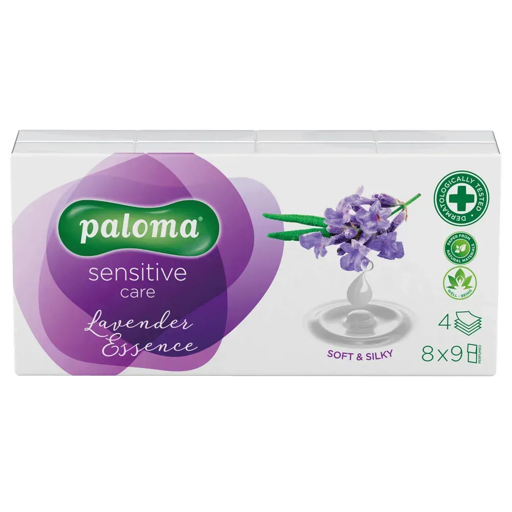 Носовые платки Paloma Sensitive Care Lavander Essence, 4 слоя (8шт)