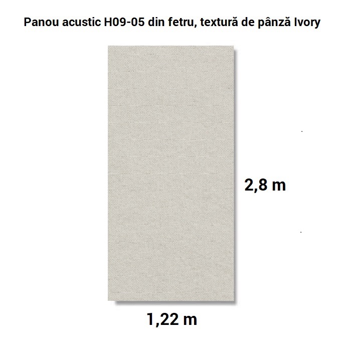 Panou acustic H09-05 din fetru 1.22m x 2.8m x 9mm, Ivory