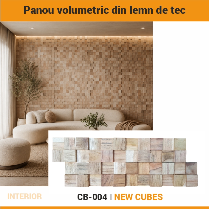 Panou din lemn natural NEW CUBES, CB-004