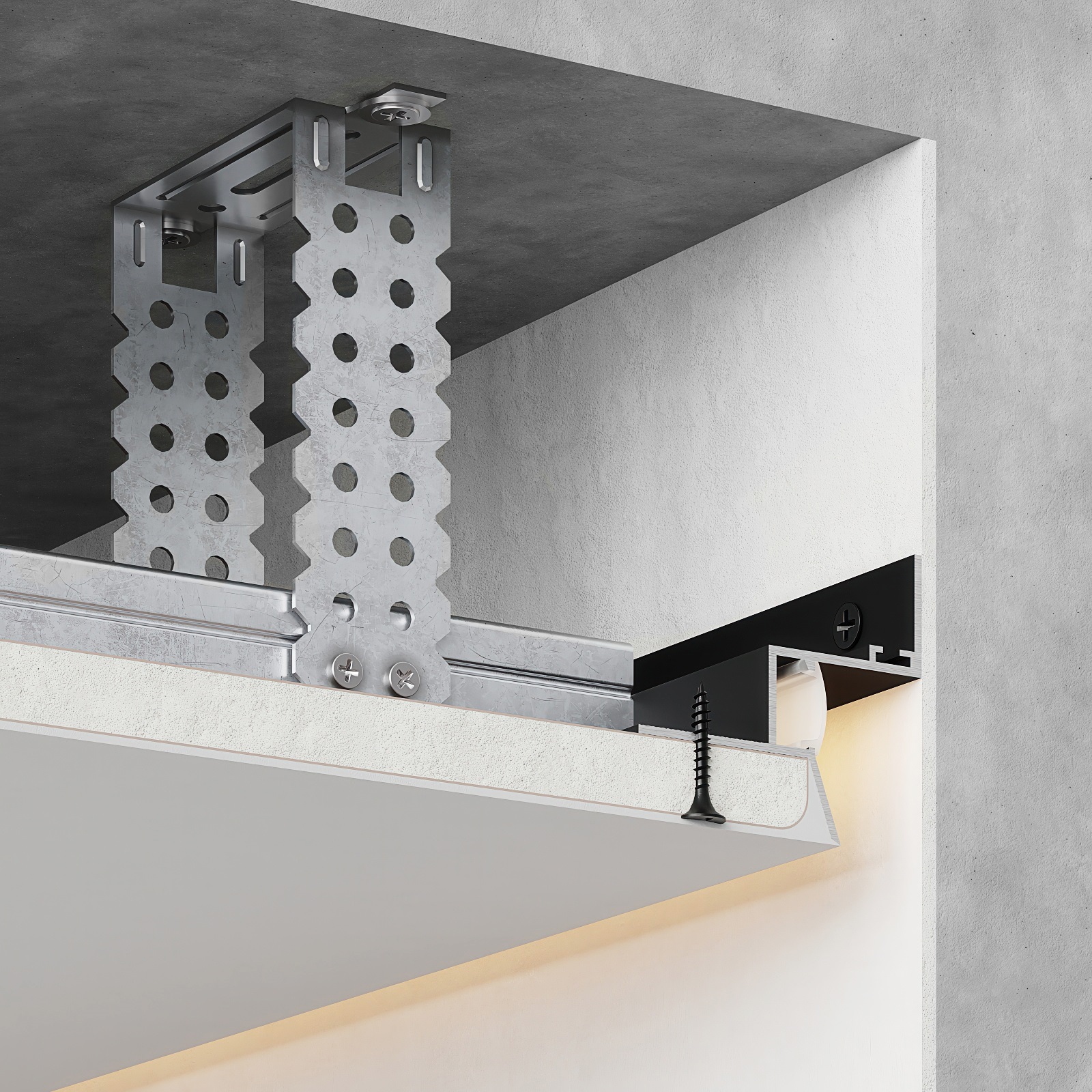 UB4, Profil de tip ascuns pentru tavan, Negru Matt, 2,5m