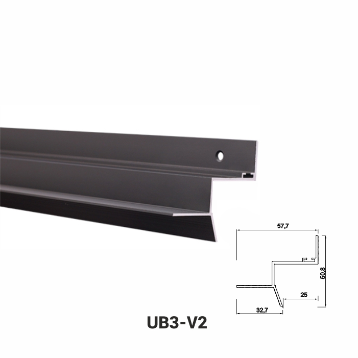 UB3-V2, Profil de tip ascuns pentru tavan, Negru Matt, 2,5m