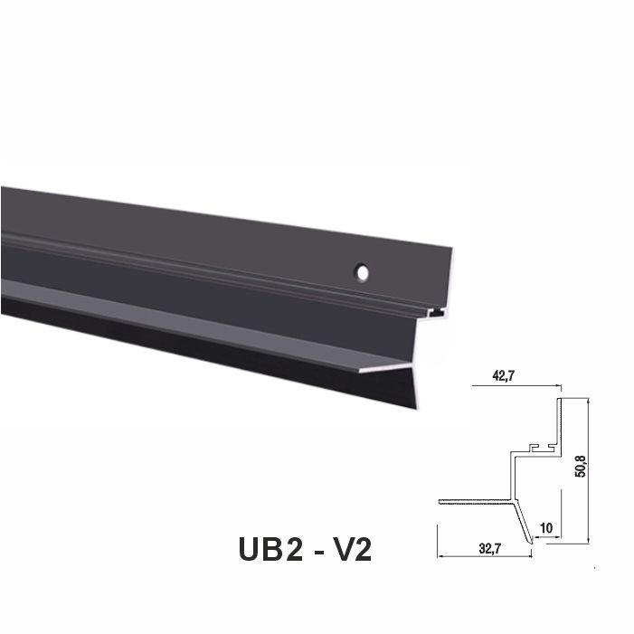 UB2-V2, Profil de tip ascuns pentru tavan, Negru Matt, 2,5m