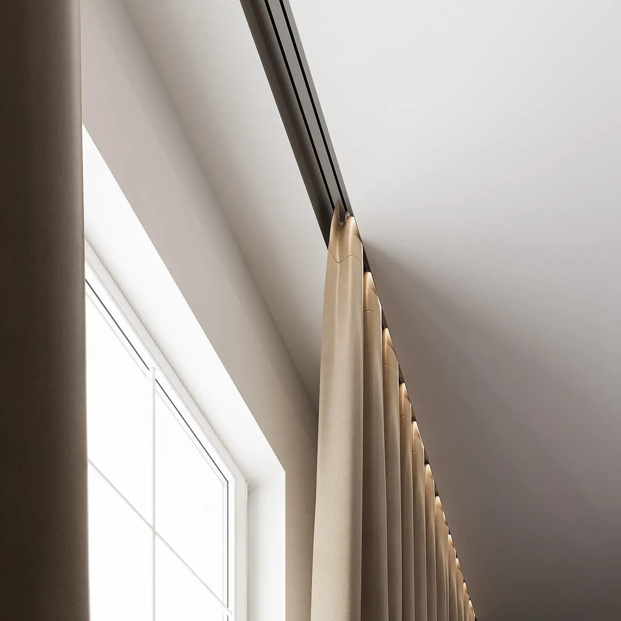 Șină pentru draperii – compatibilă cu nișa ascunsă, Black Matt, 6m