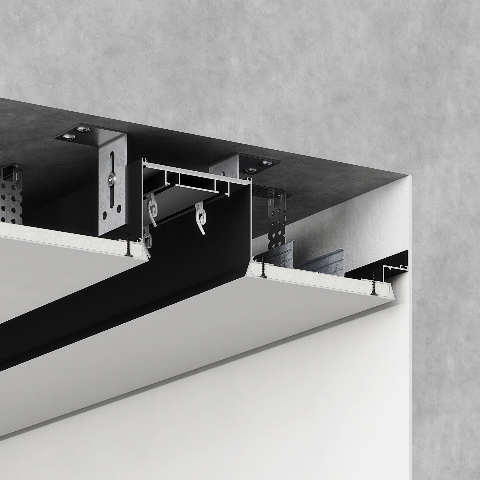 Șină pentru draperii – compatibilă cu nișa ascunsă, Black Matt, 6m