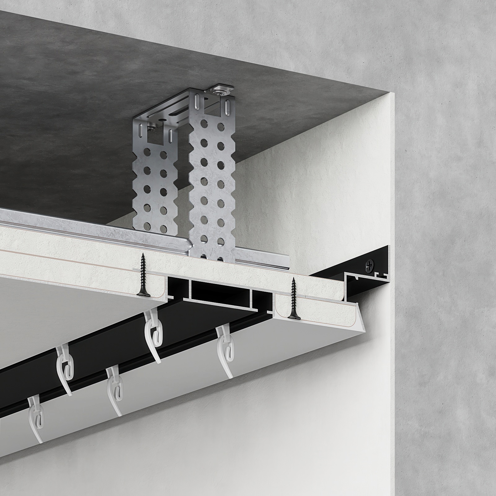 Șină pentru draperii – compatibilă cu nișa ascunsă, Black Matt, 6m