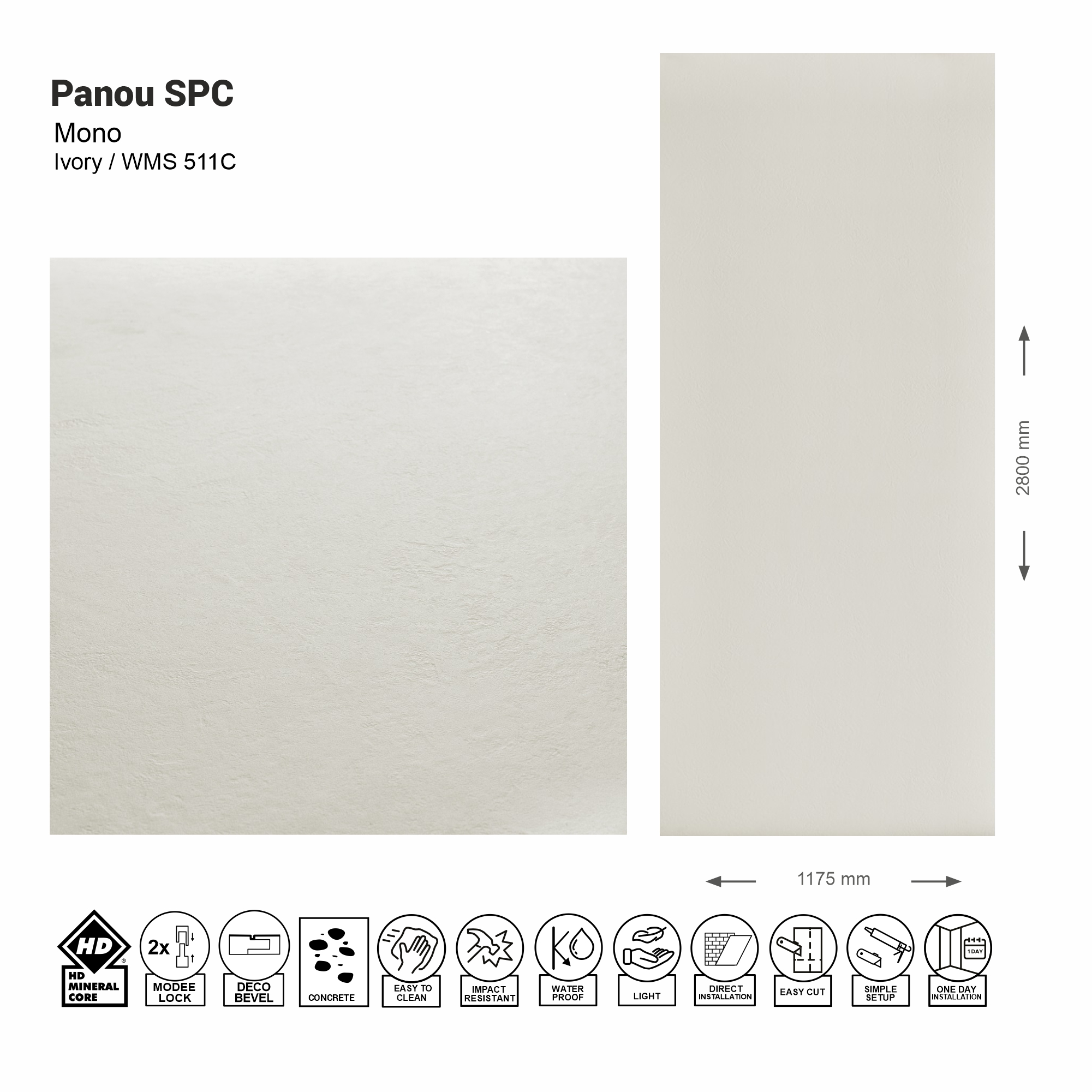 Panou de perete SPC Mono Ivory WMS 511C (Made in EU)