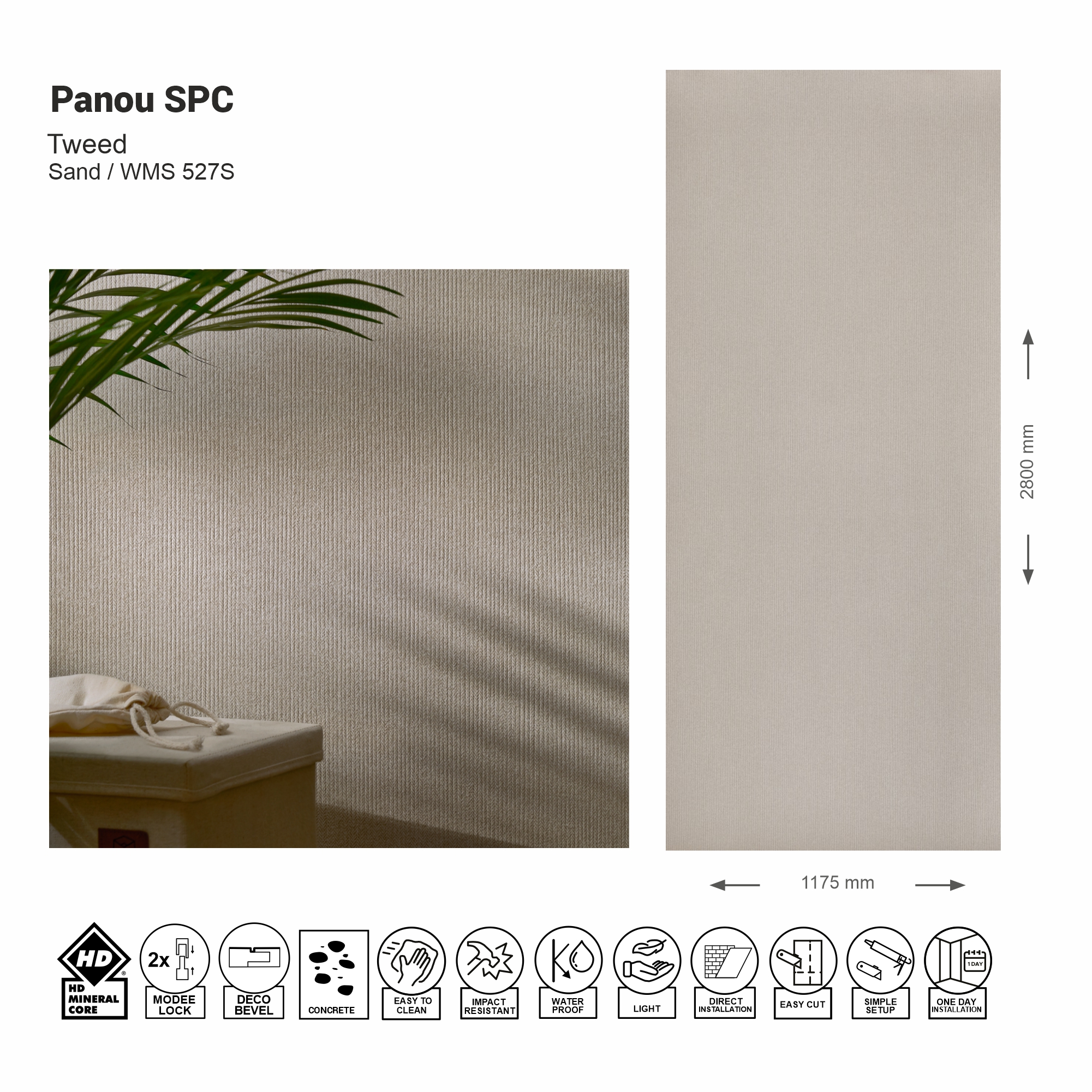 Panou de perete SPC Tweed Sand WMS 527S (Made in EU)