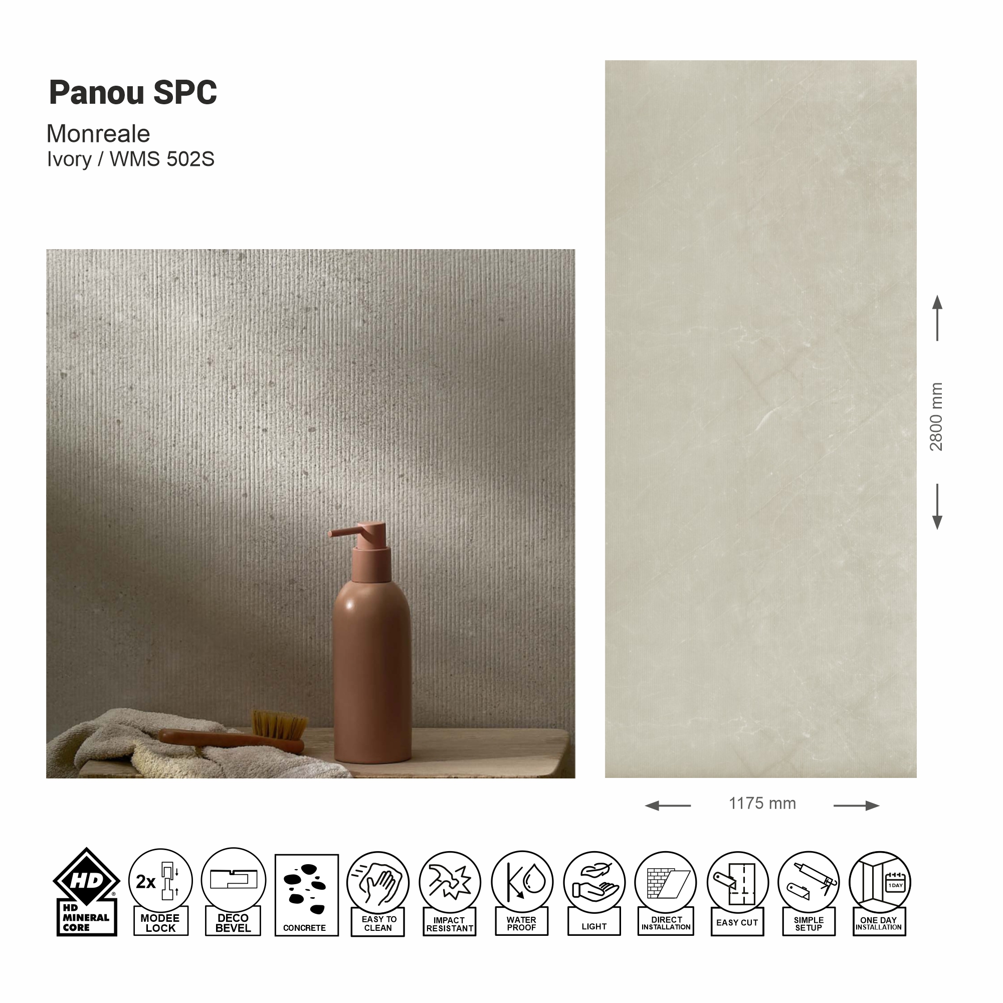 Panou de perete SPC Monreale Ivory WMS 502S (Made in EU)
