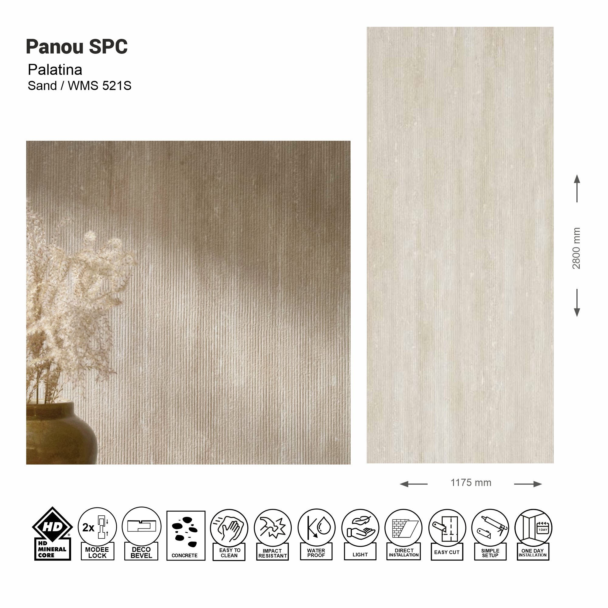 Panou de perete SPC Palatina Sand WMS 521S (Made in EU)