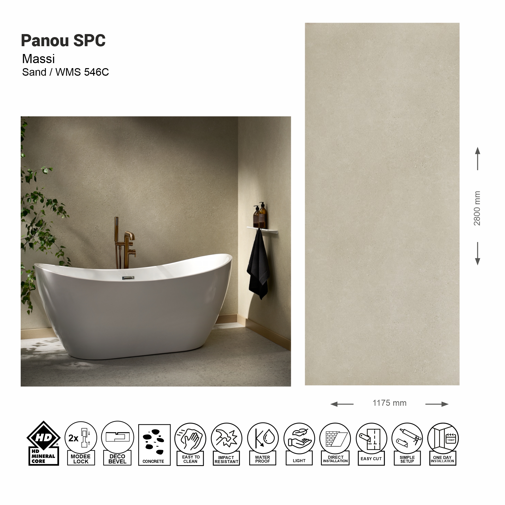 Panou de perete SPC Massi Sand WMS 546C (Made in EU)