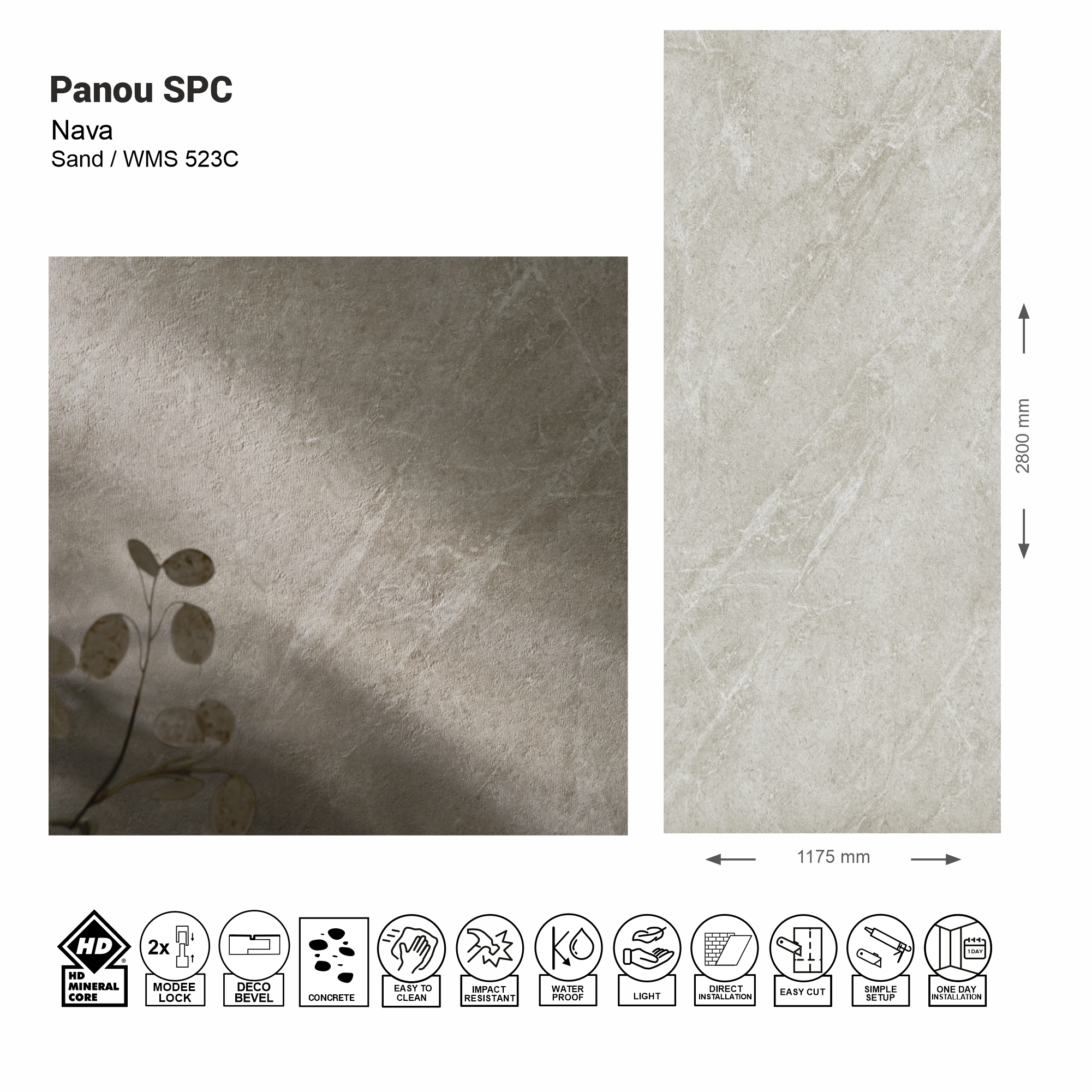 Panou de perete SPC Nava Sand WMS 523C (Made in EU)