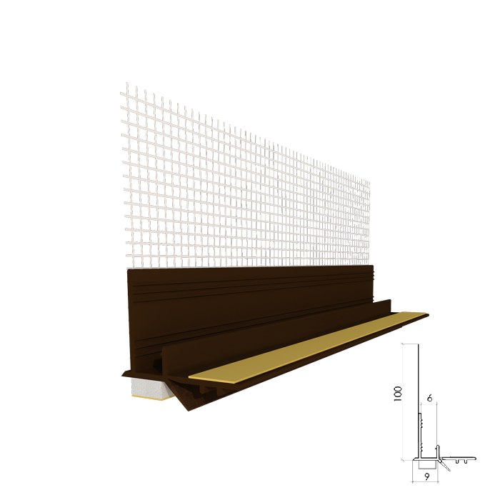 Profil NOVA 2.4m din PVC cu plasă p/u geam, maro, autoadeziv, 6 mm