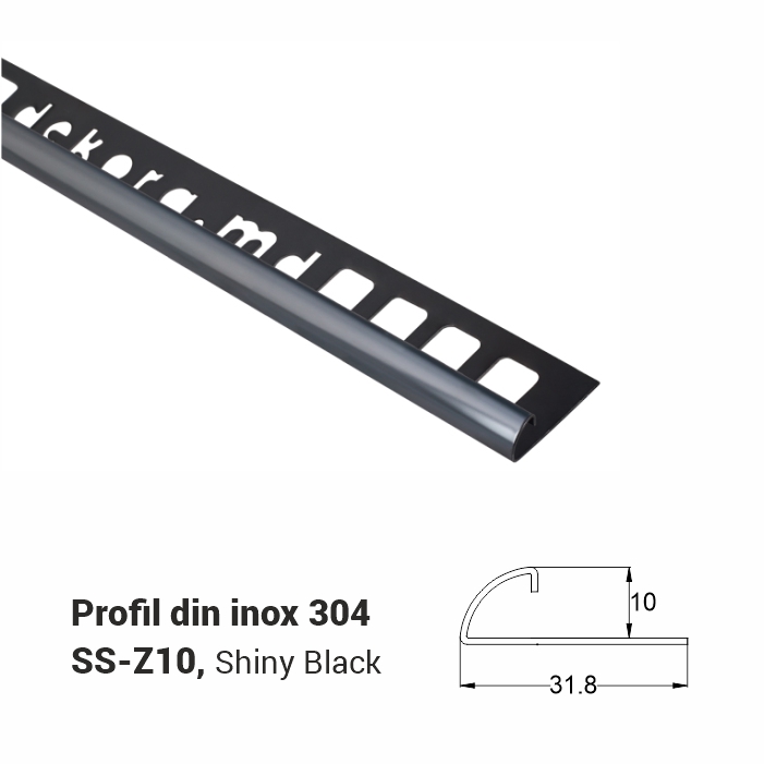 SS-Z12, Profil din inox 12 mm, 2.5m, Shiny Black