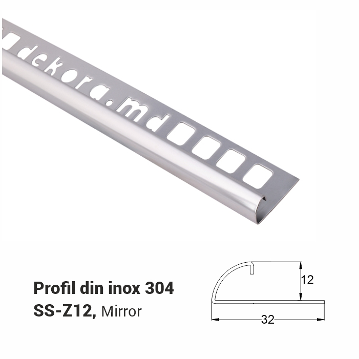 SS-Z12, Profil din inox 12 mm, 2.5m, Mirror