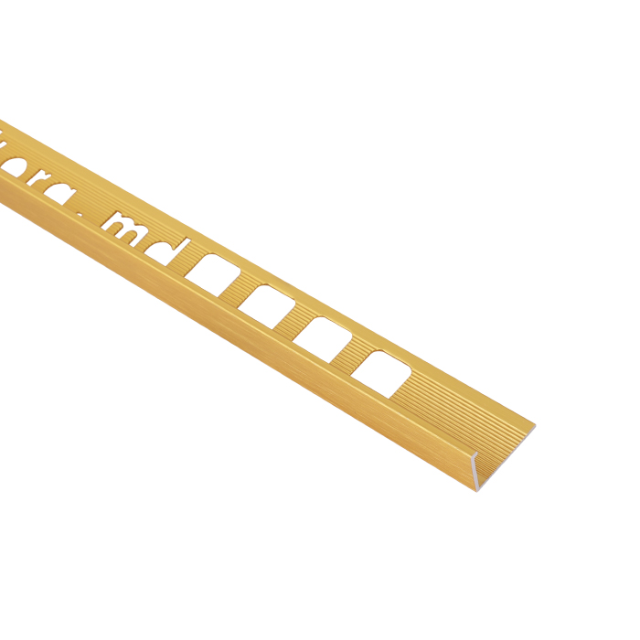 L10, Profil aluminiu pentru gresie 10 mm, 2.5 m, Brush Gold Matt