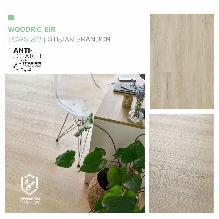 Pardoseala SPC cu substrat, Stejar Brandon, ARBITON colecția WOODRIC EIR CWSA 203