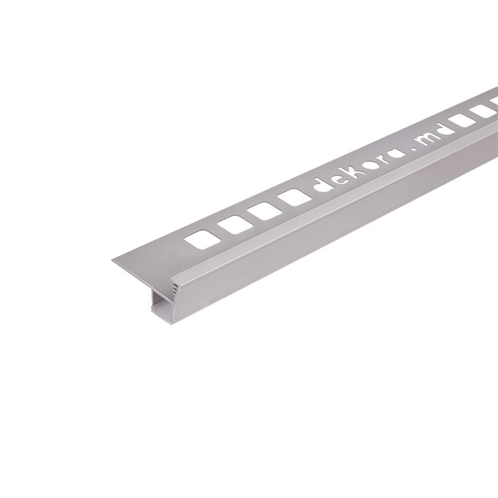 CT10L Profil aluminiu cu bandă difuzie LED pentru trepte 10 mm, 2.5 m, Silver Matt
