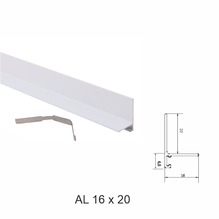 AL 16x20, mini plintă pentru pardoseli, White Matt, 2.5m
