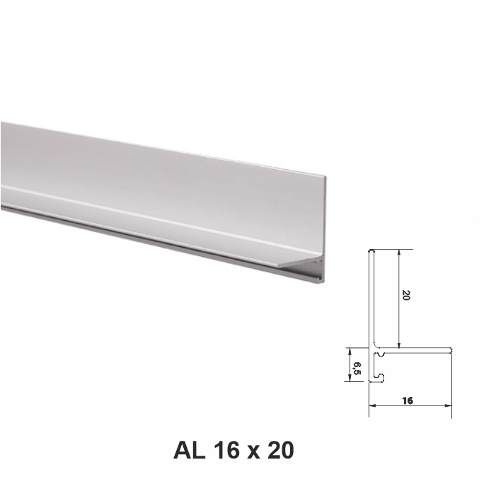 AL 16x20, mini plintă pentru pardoseli, Silver Matt, 2.5m