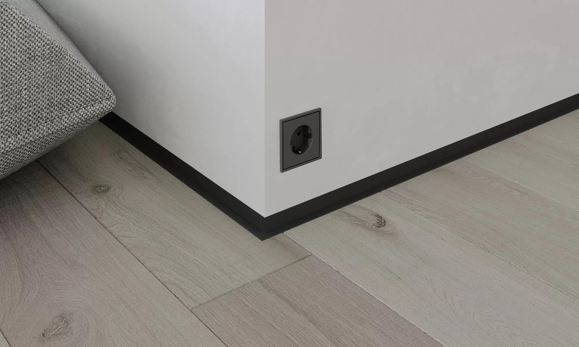 AL 16, mini plintă pentru pardoseli, Negru Matt, 2,5m