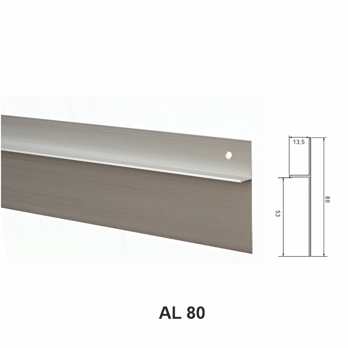 AL 80, Plintă tip ascunsă din aluminiu, Silver Matt, 2,5m