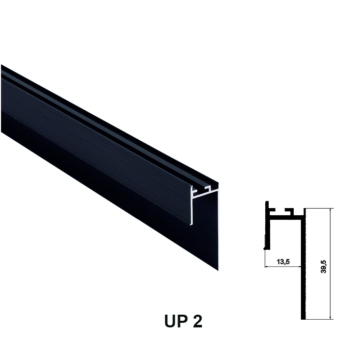 UP2, Profil de tip ascuns pentru pardoseli, Negru Matt, 2,5m