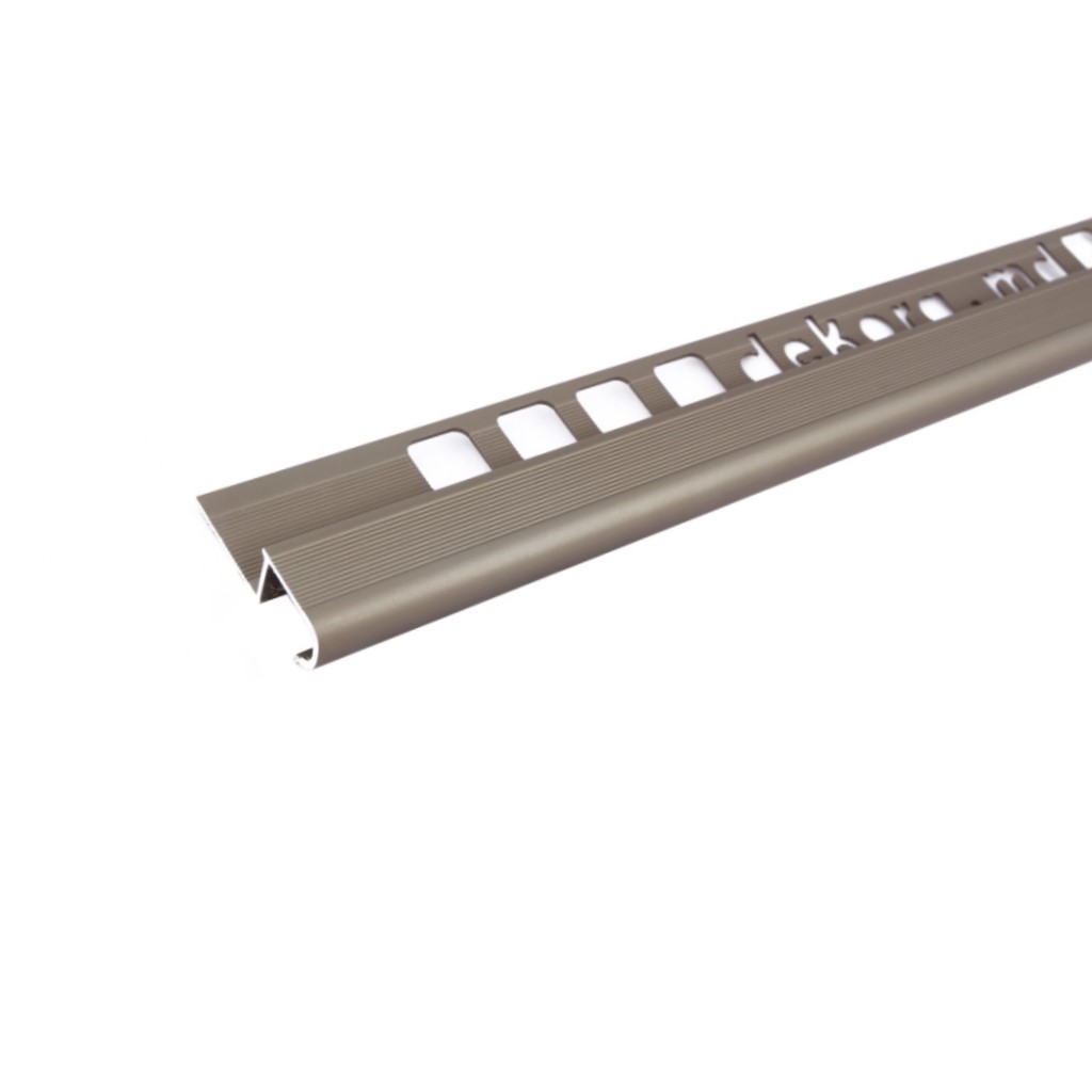 S2, Profil aluminiu pentru trepte, incorporabil, semirotund, 2,5 m, Champagne