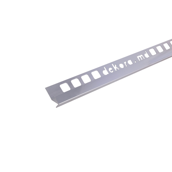 ZA10, Profil aluminiu pentru gresie 10 mm, colț exterior, 2.5m, Polish Silver