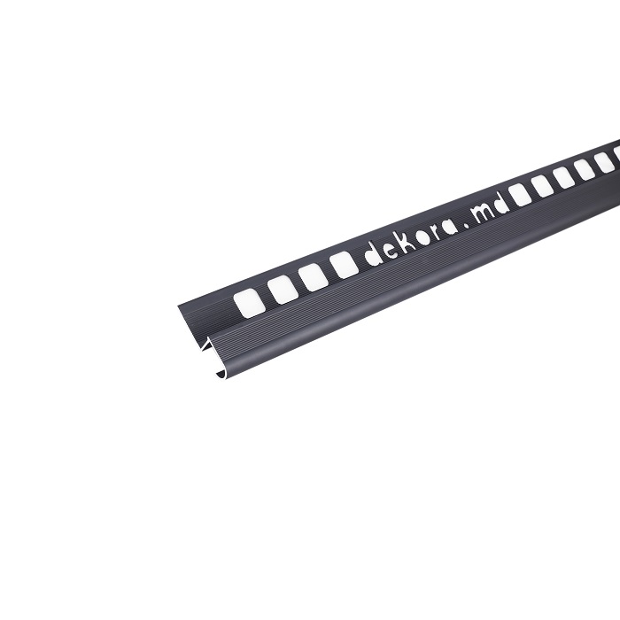 S2, Profil aluminiu pentru trepte, incorporabil, semirotund, 2,5 m, Black Matt