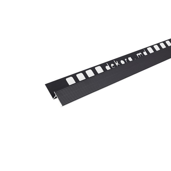 S1, Profil aluminiu pentru trepte, incorporabil, 2,5 m, Black Matt