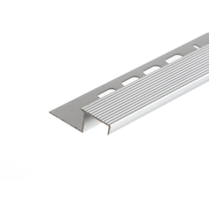 S1, Profil aluminiu pentru trepte, incorporabil, 2,5 m, Silver Matt