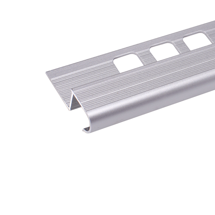 S2, Profil aluminiu pentru trepte, incorporabil, semirotund, 2,5 m, Silver Matt