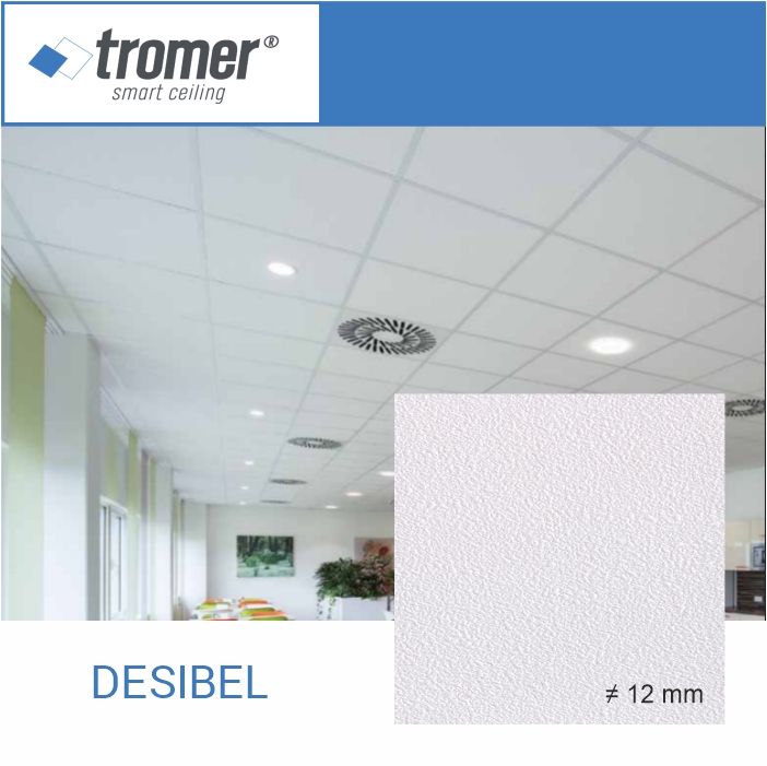Placă la tavan casetat Desibel Tromer, 12 mm