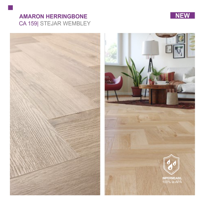 Pardoseala SPC ARBITON colecția Amaron Herringbone Stejar WEMBLEY, CA159