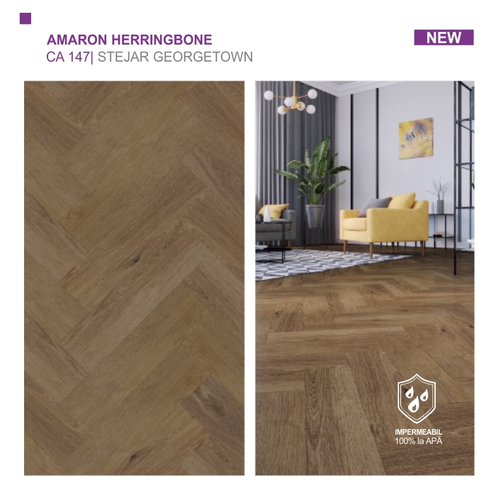Pardoseala SPC ARBITON colecția Amaron Herringbone, Stejar Georgetown, CA 147