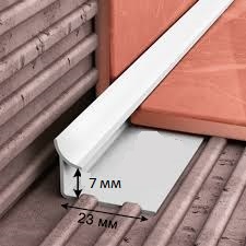 Profil PVC alb 7 mm intern pentru gresie, 2.5 m