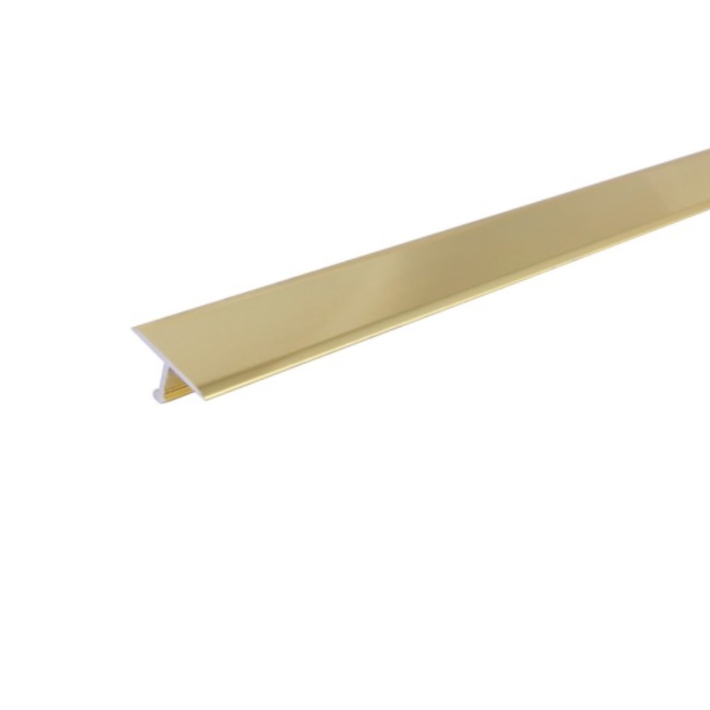 T15, Profil T din aluminiu pentru rosturi de dilatare, 2.5 m, Polish Gold