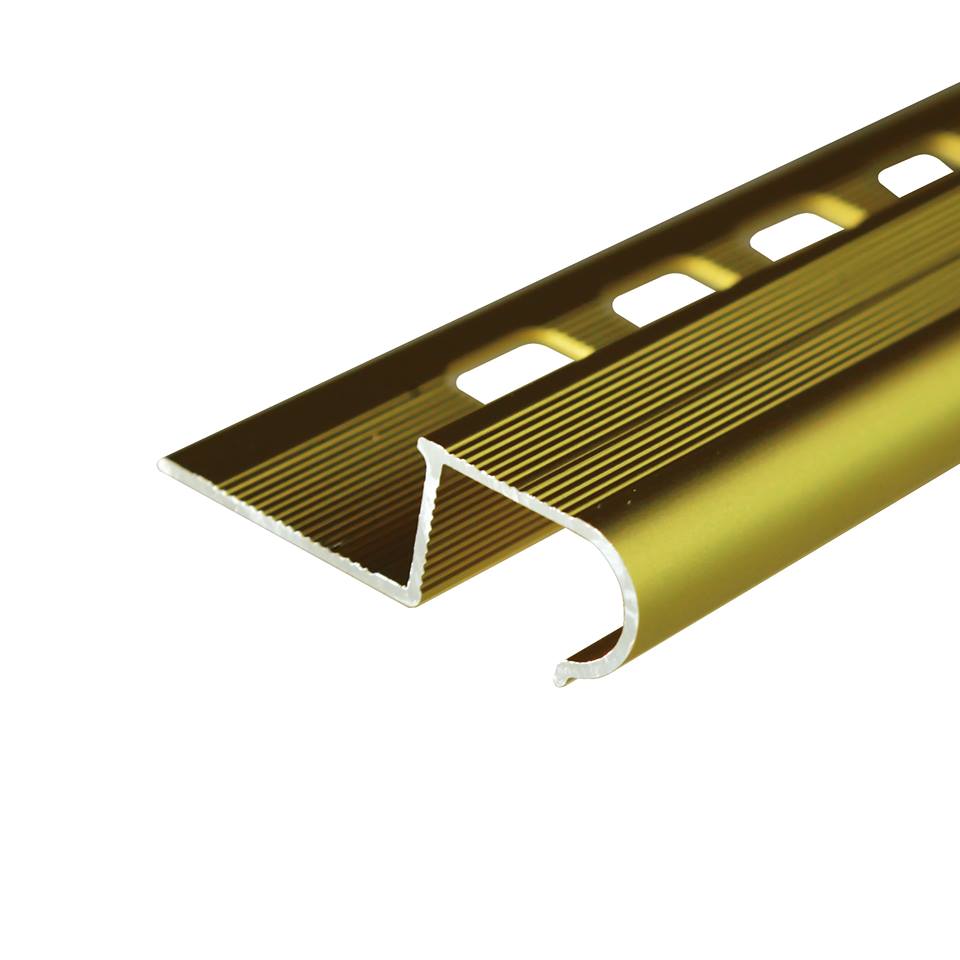 S2, Profil aluminiu pentru trepte, incorporabil, semirotund, 3 m, Gold Matt