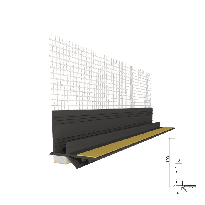 Profil 2.5m din PVC cu plasă p/u geam, grafit, autoadeziv, 6 mm