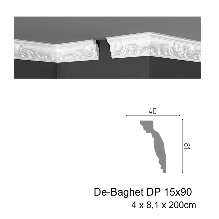 Plinta pentru tavan De-Baghet DP 15x90