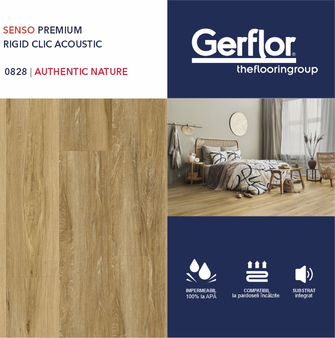 Pardoseala GERFLOR Rigid Acoustic, Senso Premium, AUTHENTIC NATURE 0828