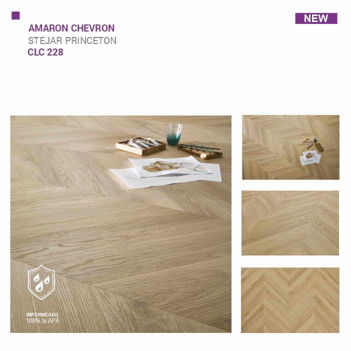 Pardoseala SPC ARBITON colecția Amaron Chevron, STEJAR PRINCETON, CLC 228