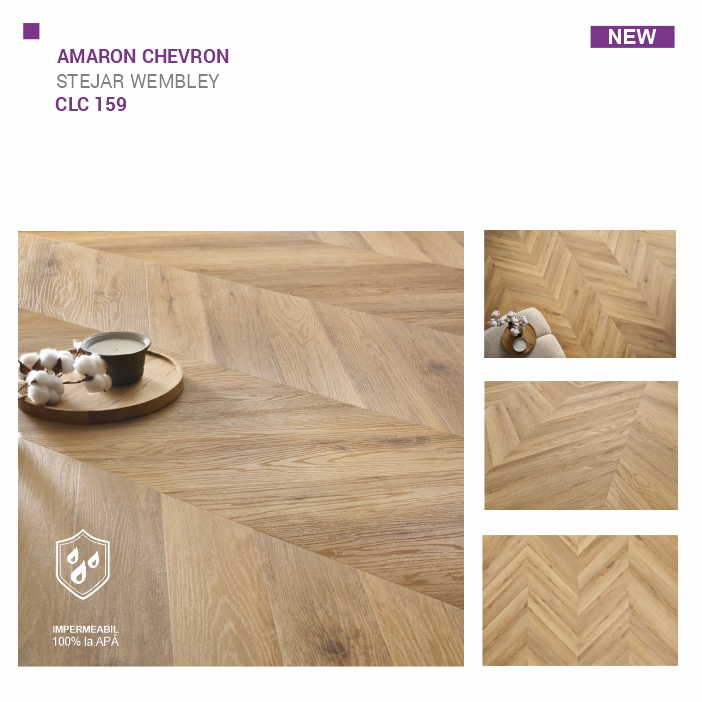 Pardoseala SPC ARBITON colecția Amaron Chevron, STEJAR WEMBLEY, CLC 159
