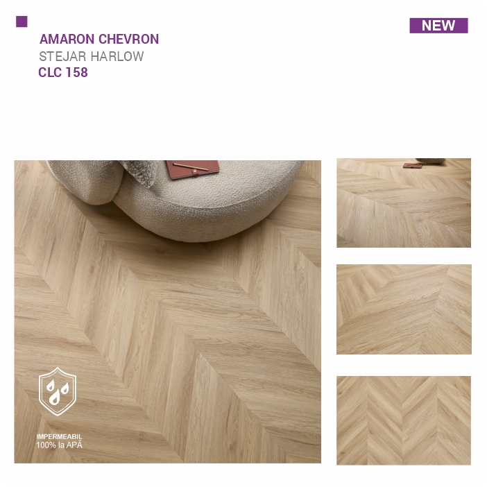 Pardoseala SPC ARBITON colecția Amaron Chevron, STEJAR HARLOW, CLC 158
