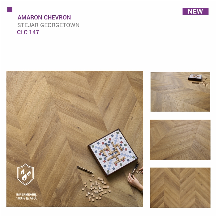 Pardoseala SPC ARBITON colecția Amaron Chevron, STEJAR GEORGETOWN, CLC 147